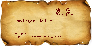 Maninger Hella névjegykártya